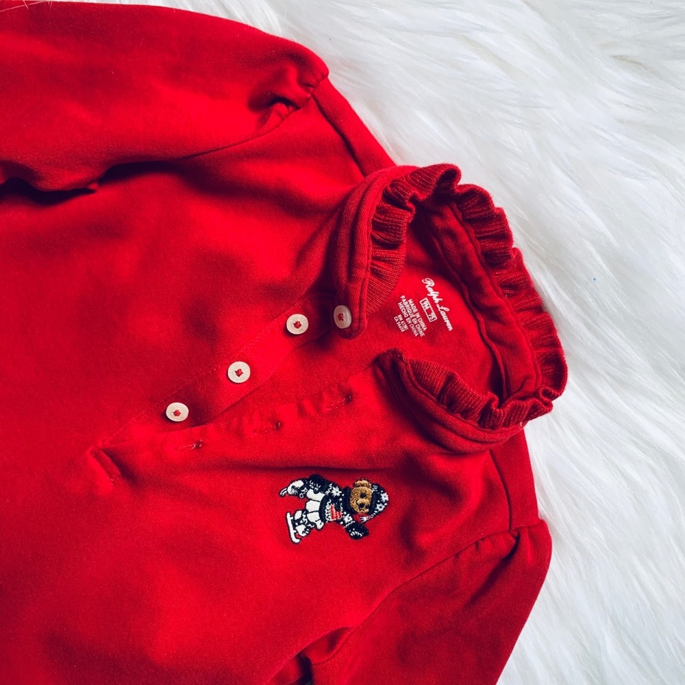 Ralph Lauren red baby footie onesie 9 months
